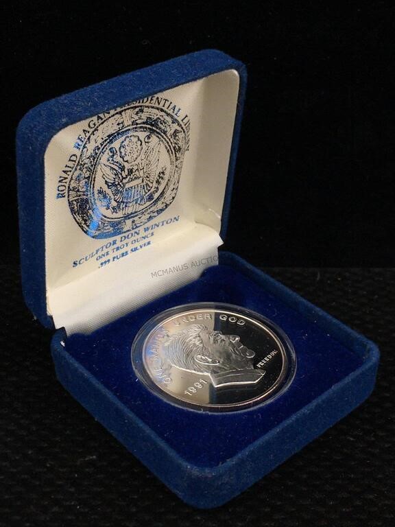 Silver Ronald Reagan Commemorative Medal in box