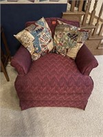(2) red cloth sitting chairs