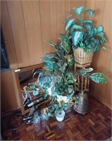 Collection Of Faux Florals/ Plants, Plant Stand,