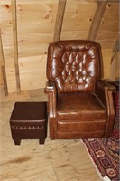 Leather Recliner & Foot Stool