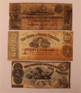 3pcs Antique United States Currency (LA, NC)