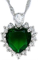 Heart 5.75ct Emerald & White Topaz Necklace