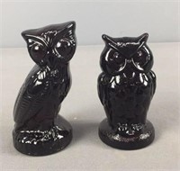 Dark Amethyst Art Glass Owls