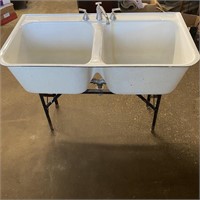 PUO Double Cast Iron Sink 48"x 25"