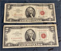 (2) 1963 Red Seal 2 Dollar