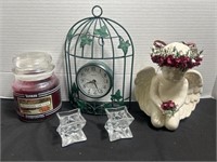 Clock  Yankee candle  angel  crystal candle