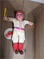 Vintage celluliod doll and Phillies pins