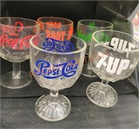 Vintage soda themed bar goblets (Coca-Cola, Pepsi
