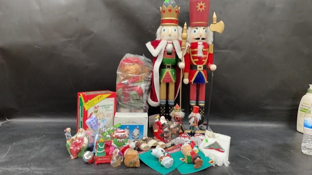 Pair Of 24 Inch Nutcrackers And Xmas Decor