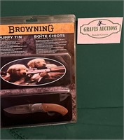 Lot E Browning Puppy Tin Knife Gift Set