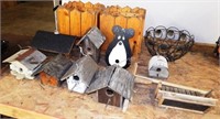 Lot of Bird Houses - Planter Boxes & Wire Basket