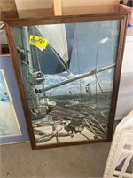 FRAMED SAILBOAT PICTURE 26.5IN X 39 IN