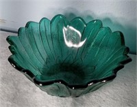 Vintage blue green flower bowl