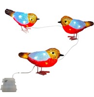 Acrylic Christmas Figurines 3 PCS Red Robin Birds