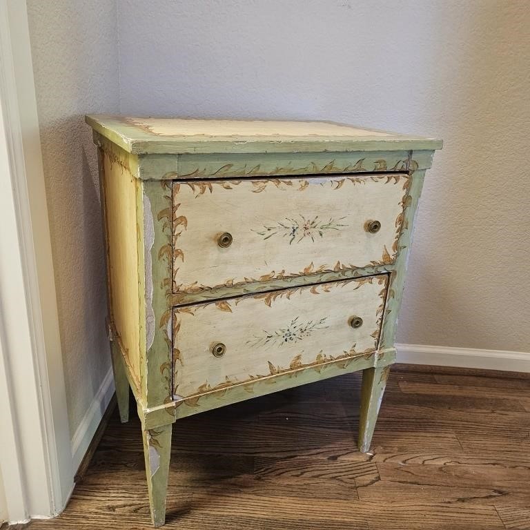 Chic Hand Painted Side Table Chest Of Drawers