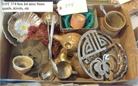 box lot misc brass quails trivets etc