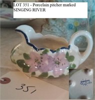 old porcelain pitcher marked Singing River