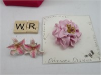 HAND CRAFTED BROOCH AND EARRINGS