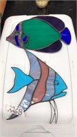 2 PC STAINED GLASS FISH