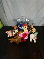 Seattle Seahawks Metal Bucket With Plush Animals