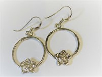 Sterling Silver Earrings - Rose in Dangle   H