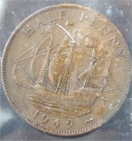 1949 British half penny