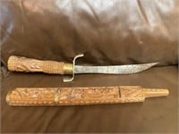 Carved Handle & Sheath Knife