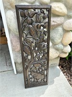 Tall Carved Wood Wall Hanging
