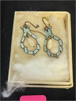 Sterling Silver and Enamel with Pearl Earrings