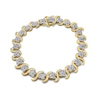 10k Goldpl 1.00ct Diamond 4-stone S-link Bracelet