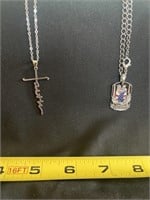 9 inch cross necklace and 12 inch American flag