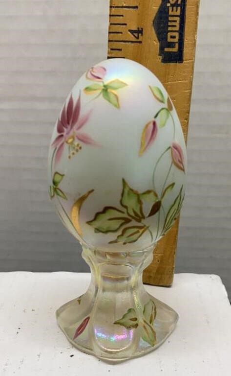 Fenton egg handpainted signed