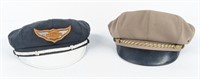 (2) 1950s Harley-Davidson & Unmarked Captains Caps