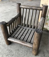 Log Patio Chair-(Armrest Needs Repair)