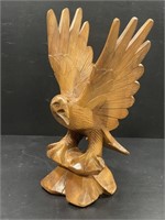 Carved Wood Eagle Sculpture