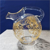 Cambridge Crystal Ball Pitcher with gold Overlay