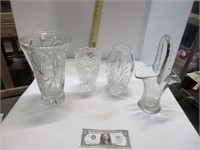 Assorted crystal vases