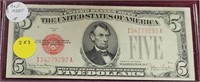 1928-F RED SEAL $5 NOTE