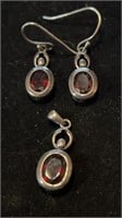 Sterling & Amethyst Earrings & Pendant