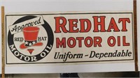 Rare original 1920s Red Hat Motor Oil, oil cloth