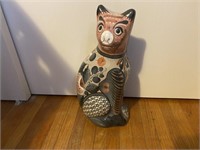 CLAY HAND PAINTED CAT FIGURE DECORATIVE PIECE