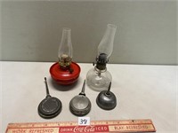 AWESOME LOT OF ANTIQUE OIL LAMPS WITH ANTIQUE OIL