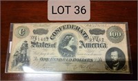 1864 Confederate $100 note