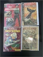 4 VTG Comics-Oklahoman, Whaling, Scrooge, Donald D