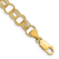 14k- Solid Triple Link Charm Bracelet