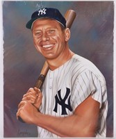 MICKEY MANTLE ORIGINAL PAINTING BY GARY LONGORDO