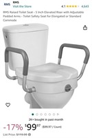 RAISED TOILET SEAT WITH ARMS (OPEN BOX)