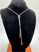 STERLING SILVER PEARL DROP CLEAVAGE NECKLACE