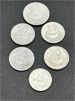 Lot of 6 Groszy Polish Coins