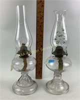 Pattern Glass Oil Lamps (2) clear Glass with